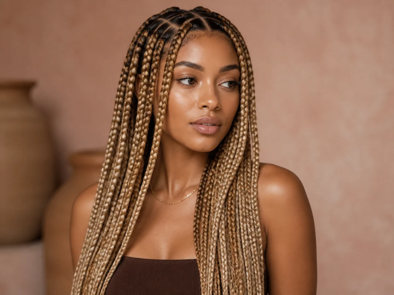 Two-tone blonde knotless braids