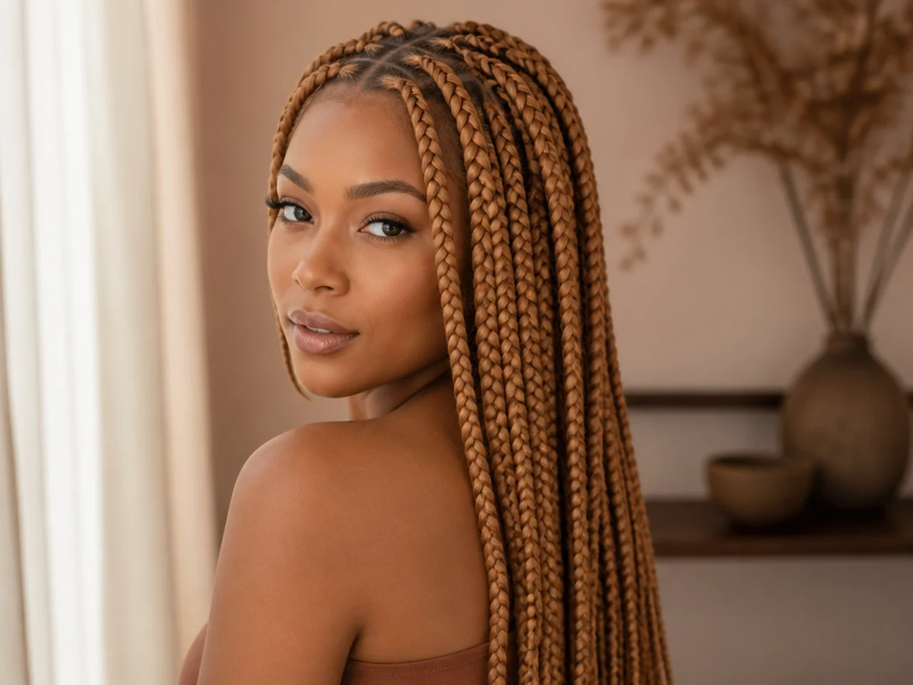 Strawberry blonde large knotless braids
