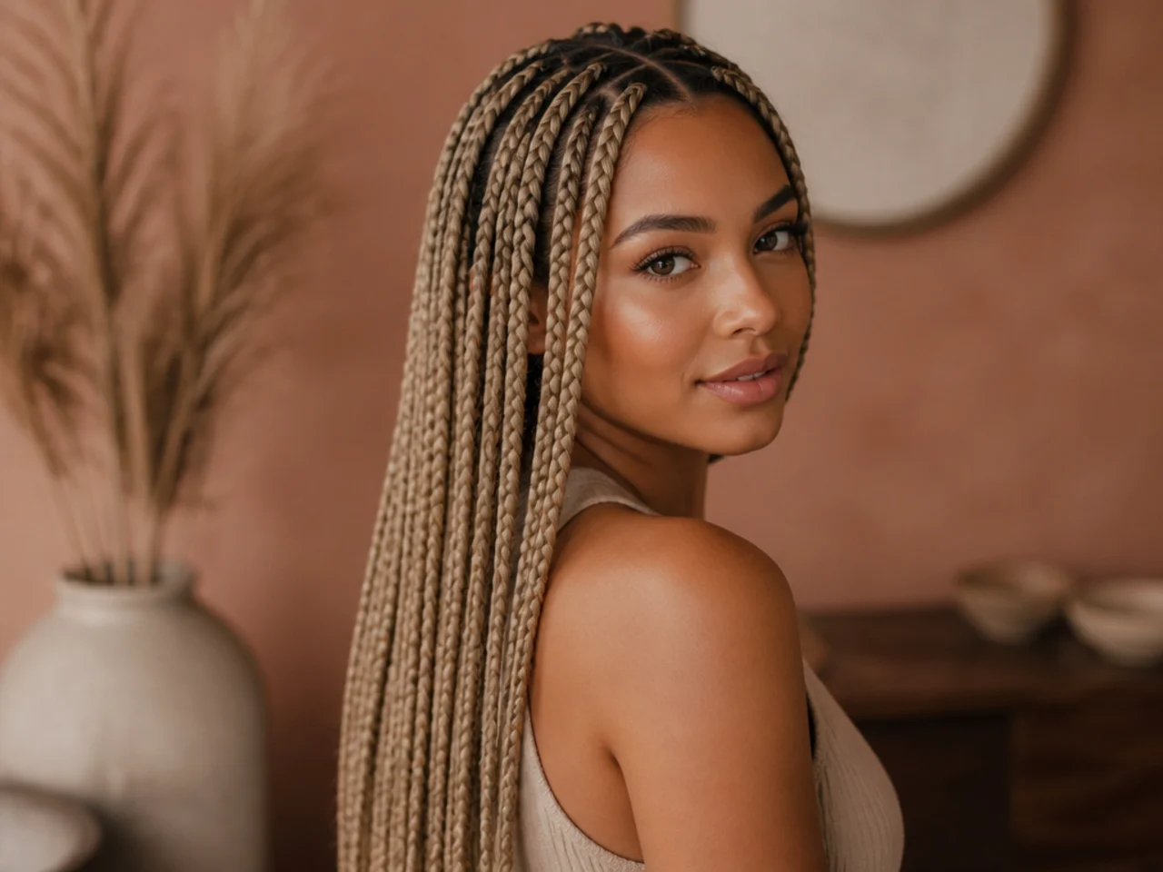 Ash blonde medium knotless braids