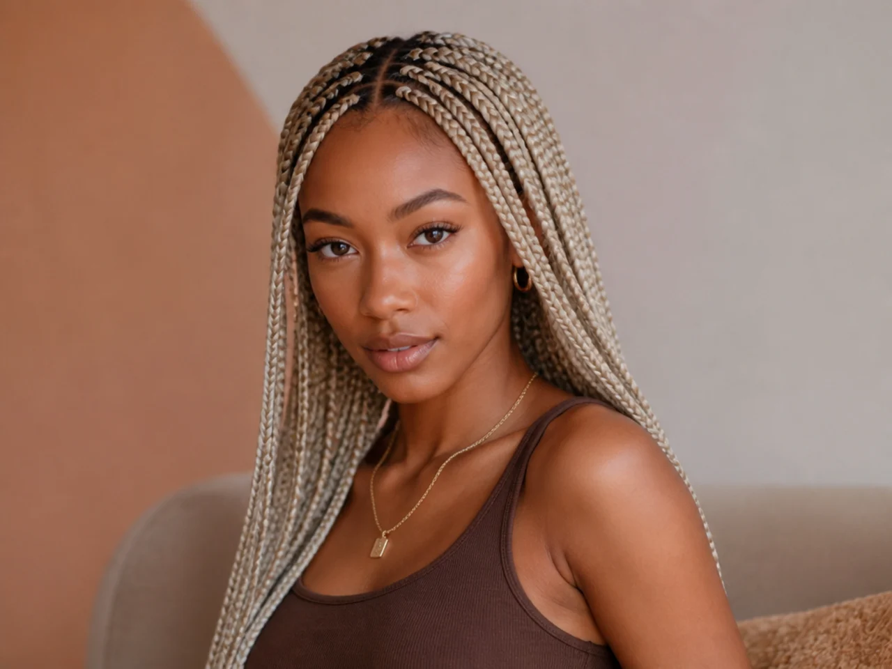 Platinum blonde medium knotless braids