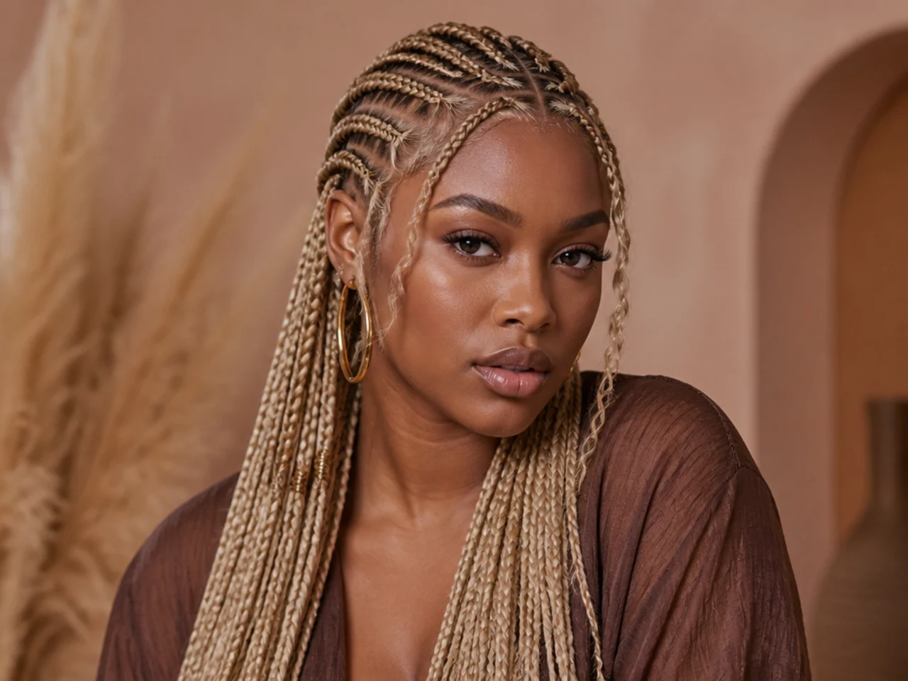 Platinum blonde Fulani braids