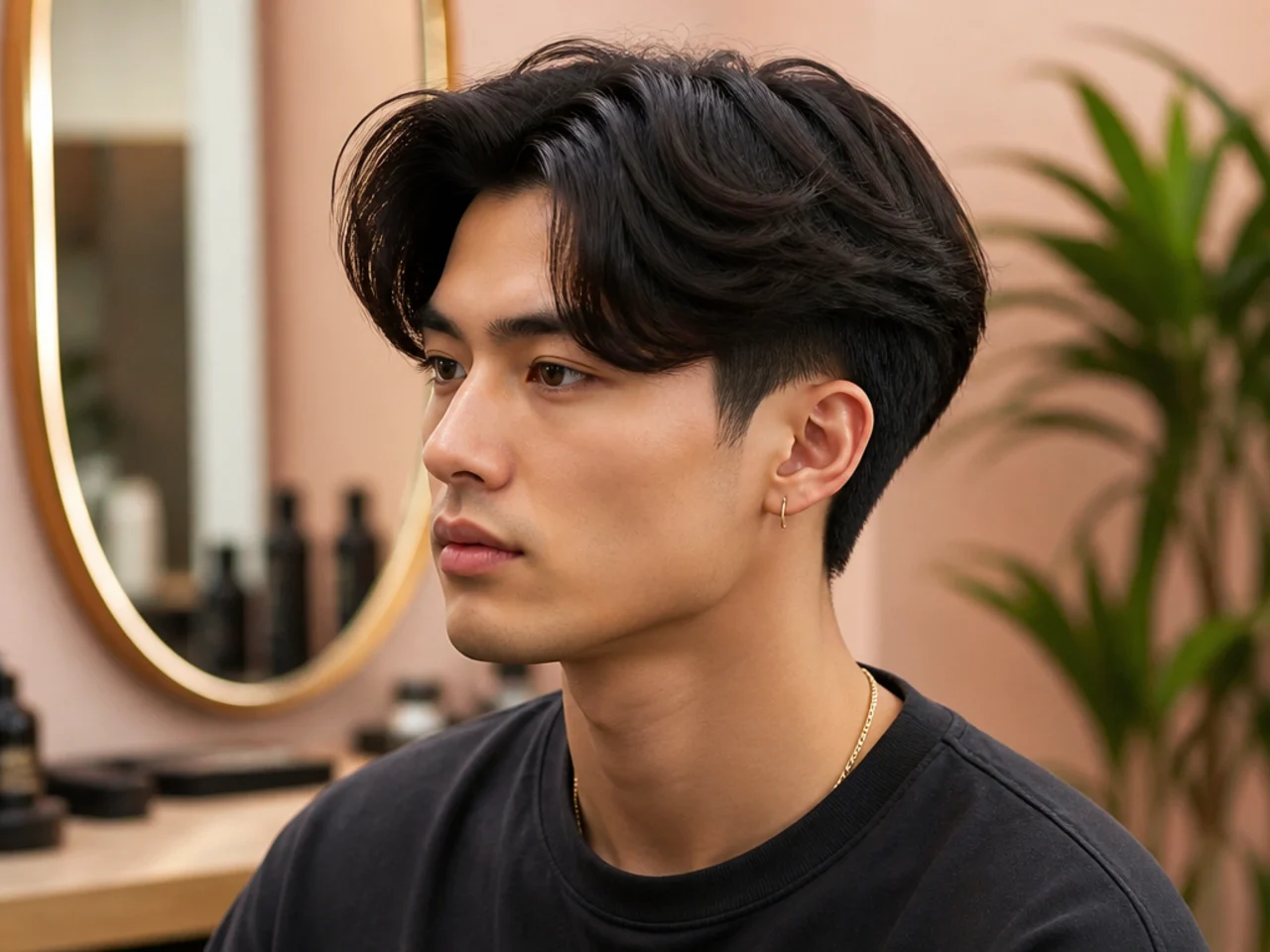 Middle part mid taper blowout with symmetrical volume split down the center