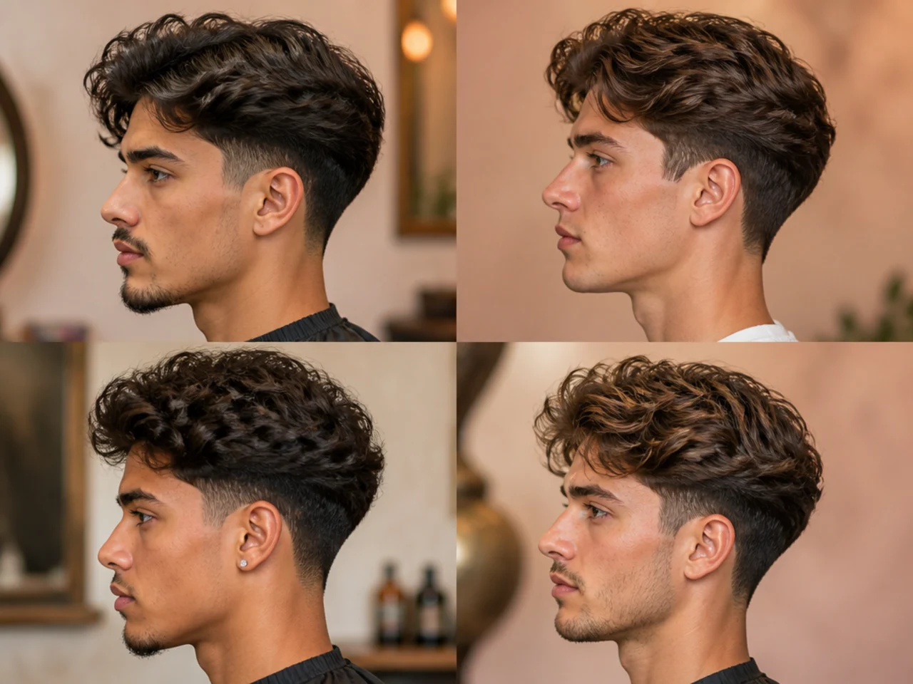 Wavy mid taper blowout with 2b to 2c waves and natural body on medium hair