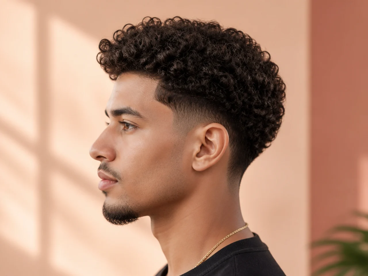 Blowout drop taper on 3B curls with an arced taper line behind the ear