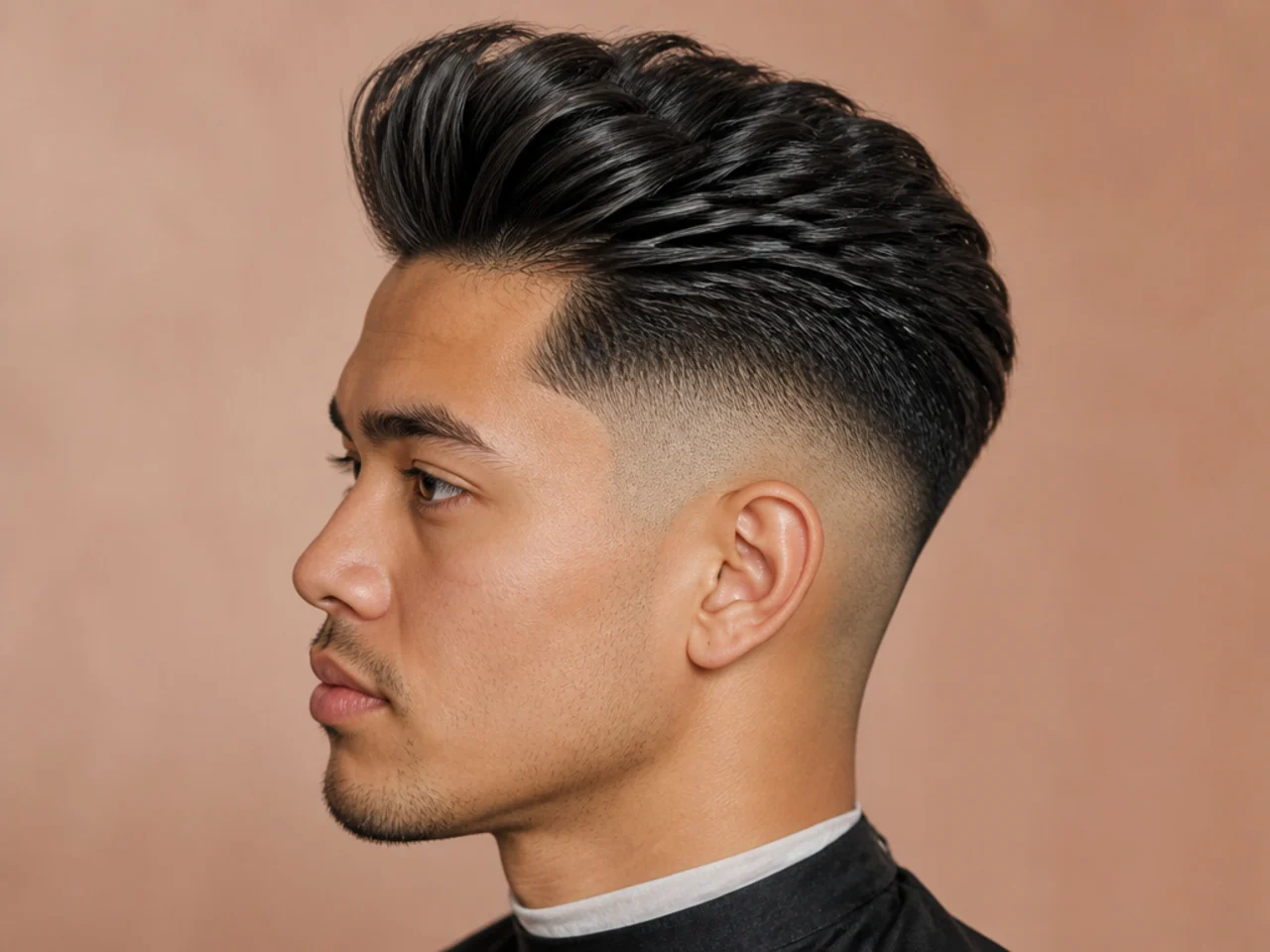 High skin fade blowout with the fade starting near the parietal ridge