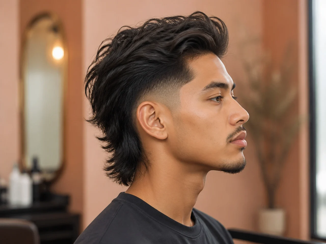 Blowout taper fade with a modern mullet back leaving length at the nape