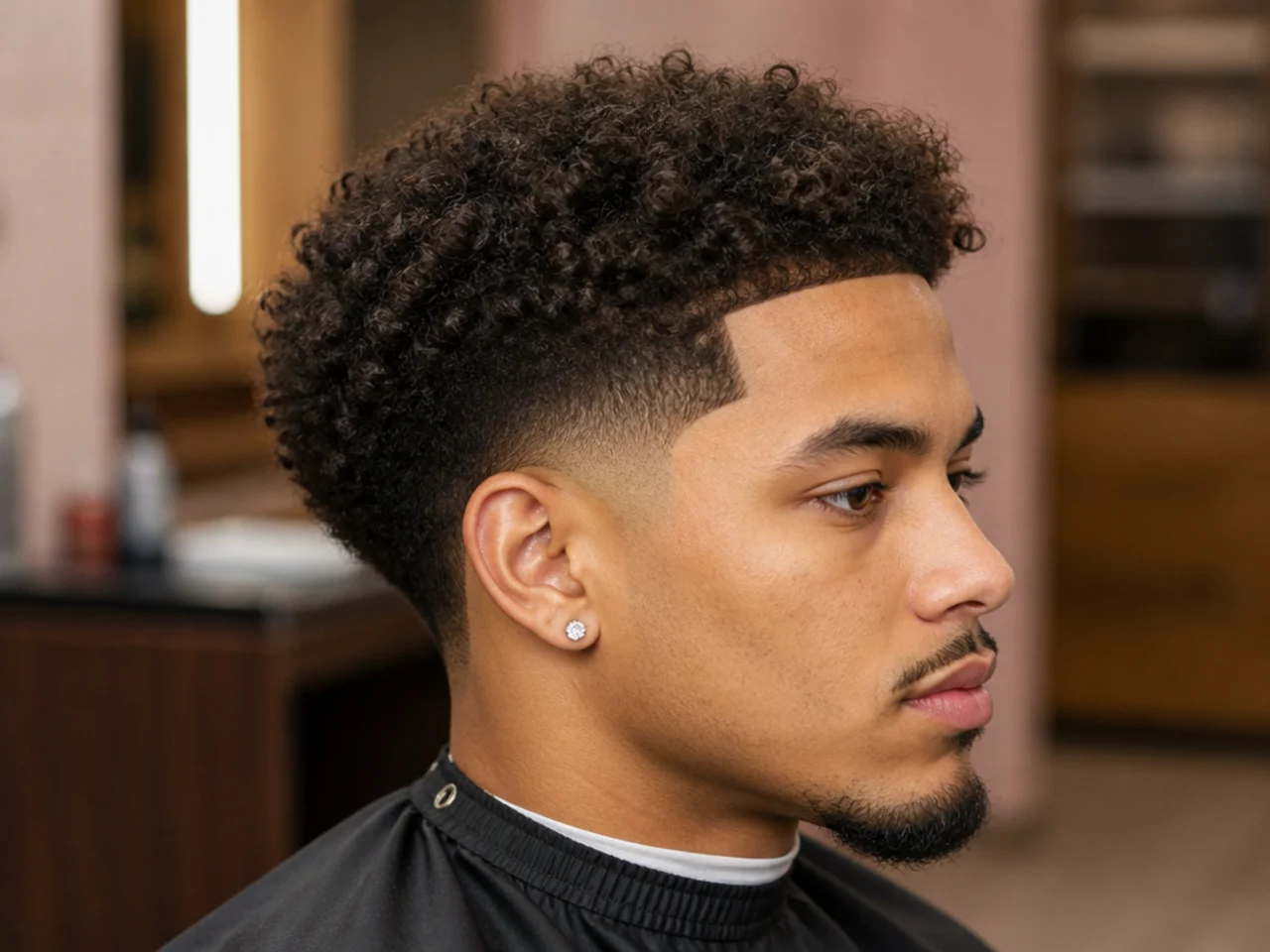 Blowout taper fringe with a sharp razored line-up at the forehead and temples on Black natural hair