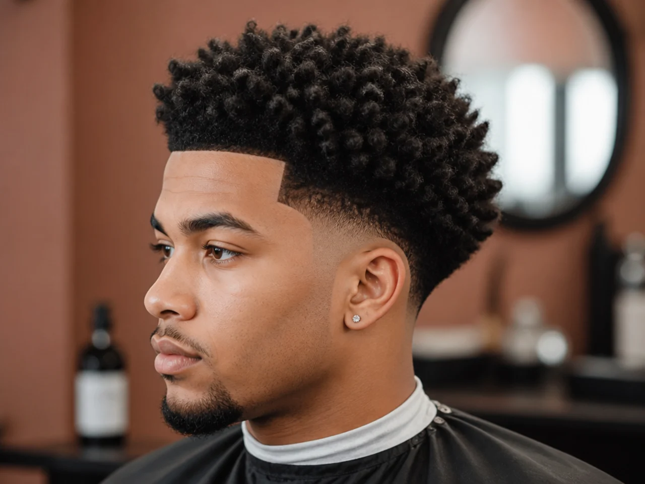 Sponge coil blowout with defined 4C coils and a sharp razored line-up at the forehead and temples