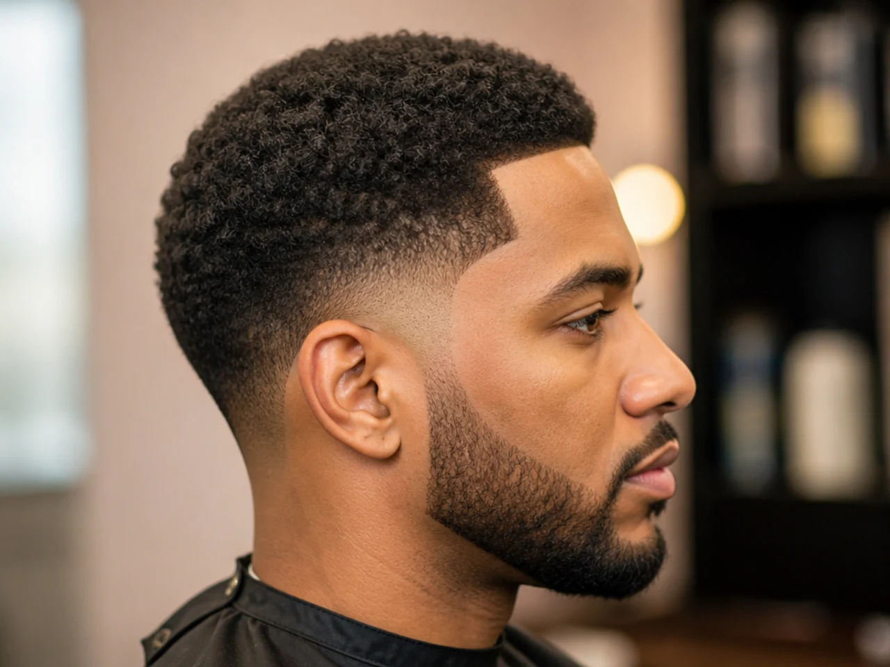 Cropped blowout taper on a two-inch TWA with a picked-out modest domed shape and clean tapered sides