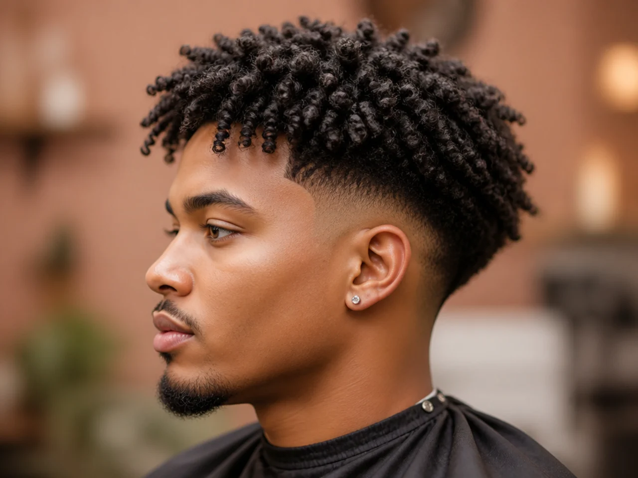 Blowout taper with a twist-out on top showing defined S-pattern 4A coils and clean tapered sides