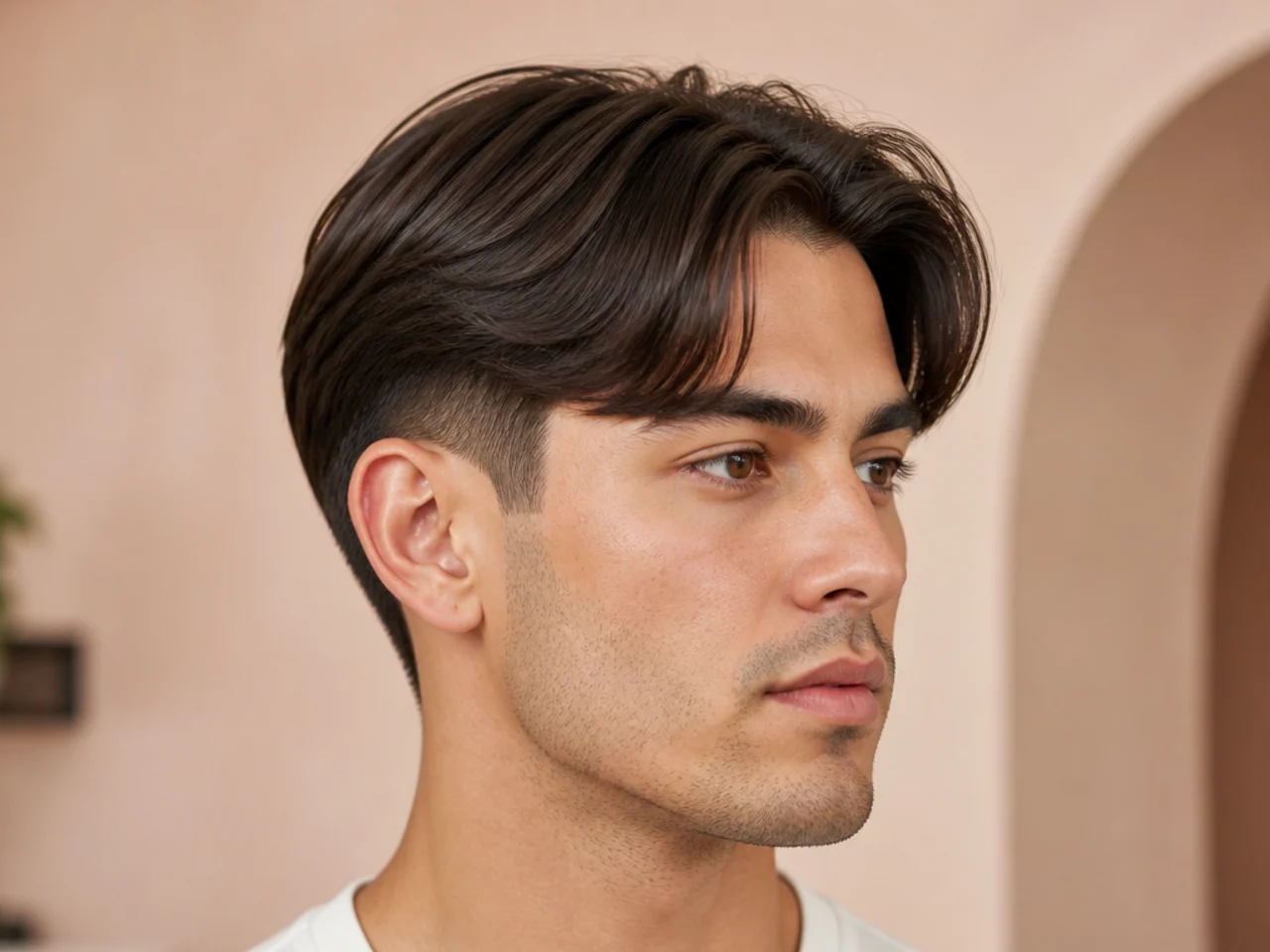 Straight 1B blowout taper middle part with engineered volume and clean split