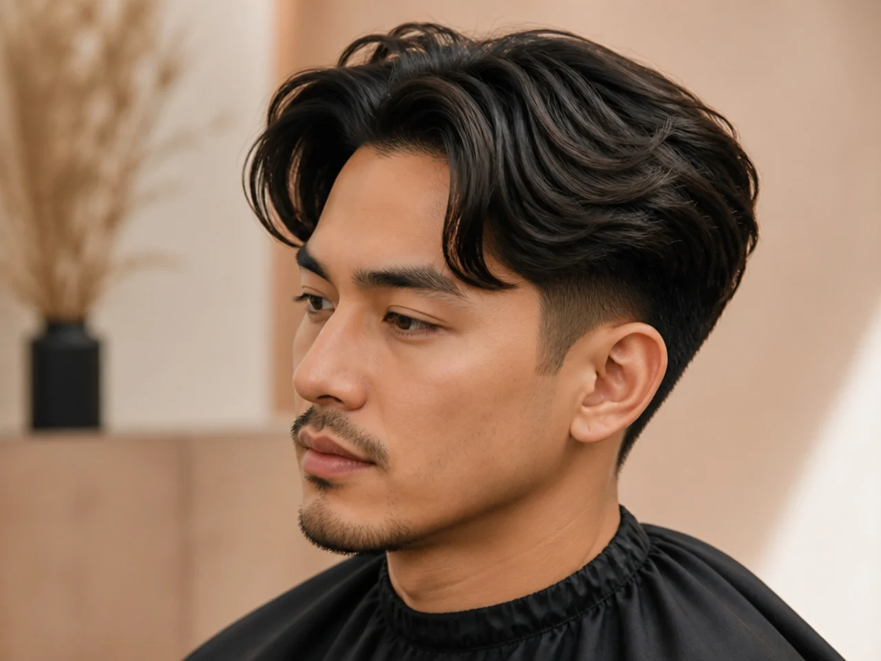 Two block middle part blowout taper with hidden clippered under-layer