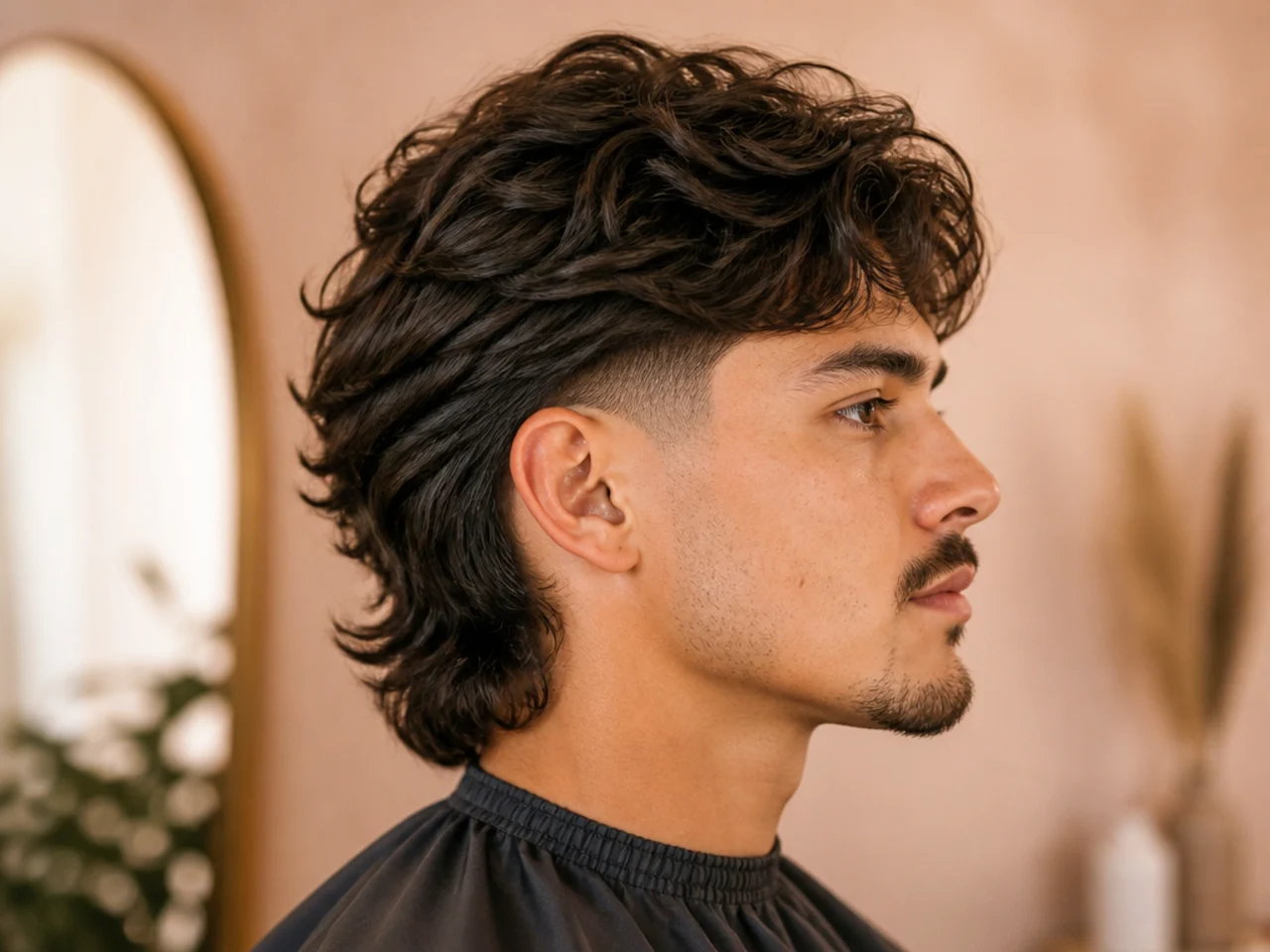 Wavy blowout taper mullet with natural movement through the top and layered back