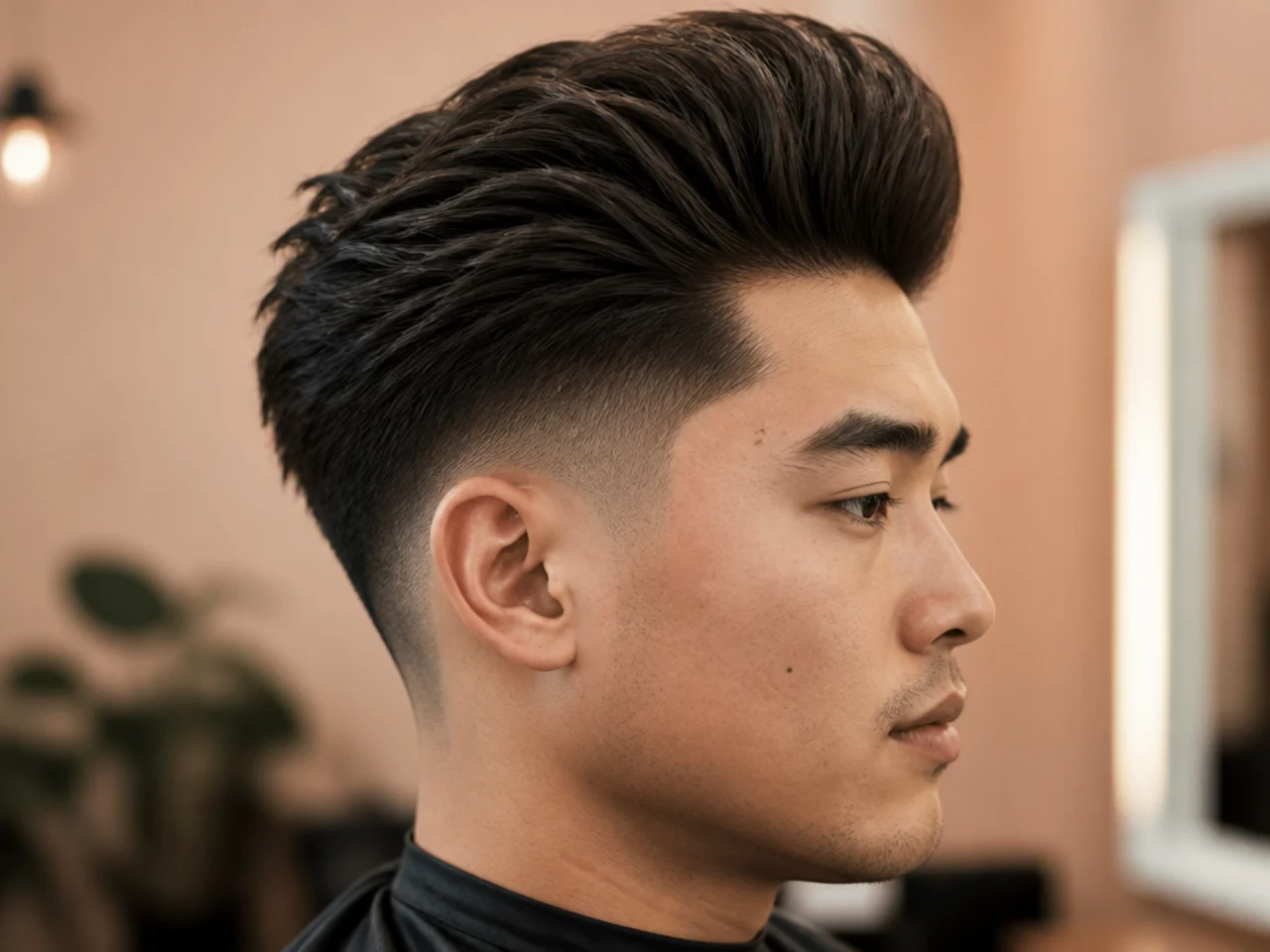 High taper blowout with maximum vertical height on straight hair for a bold silhouette