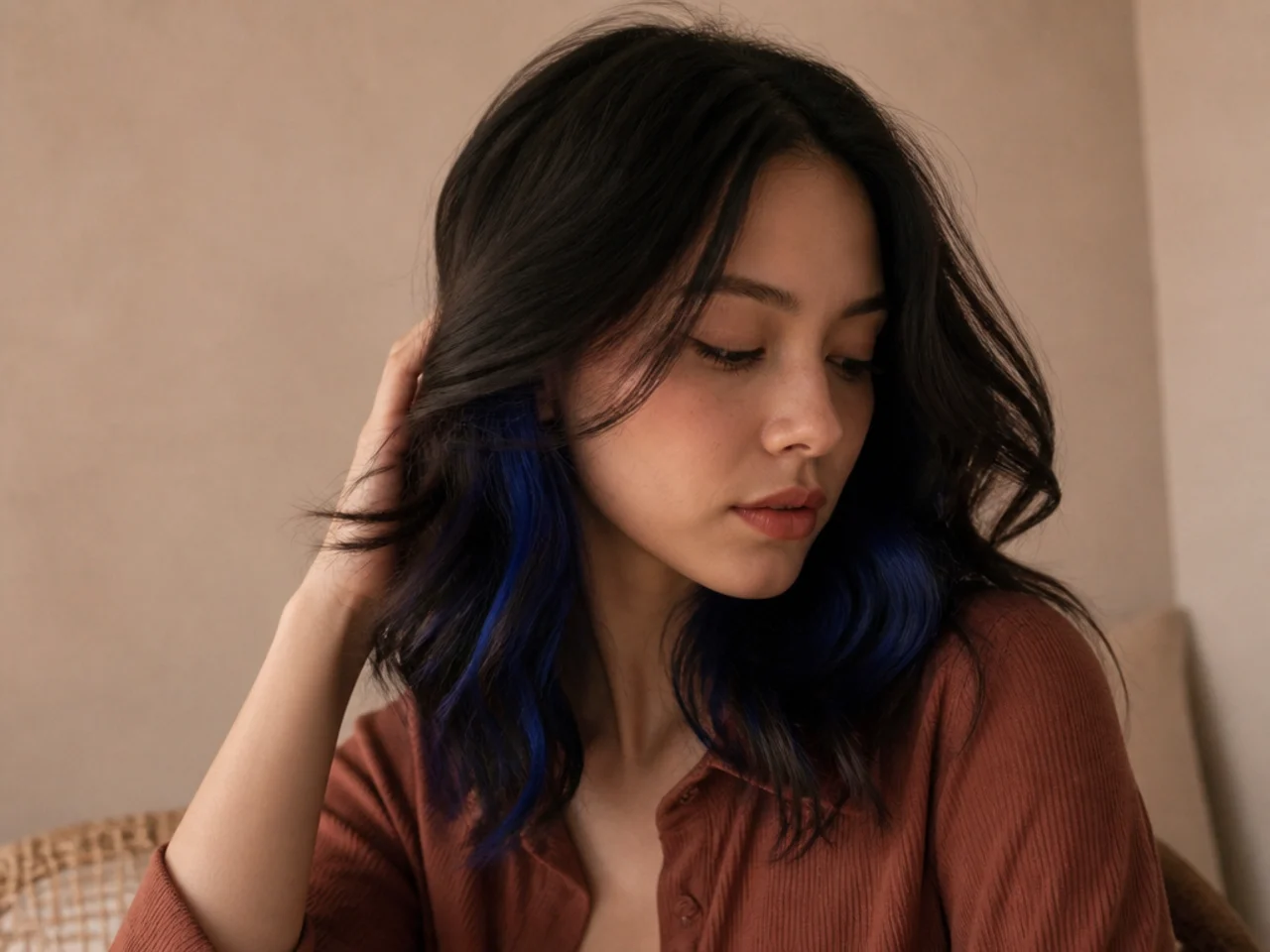 20 Dreamy Blue Peekaboo Hair Ideas For Brunettes