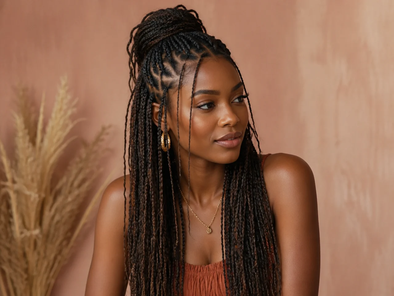Boho braids worn half up