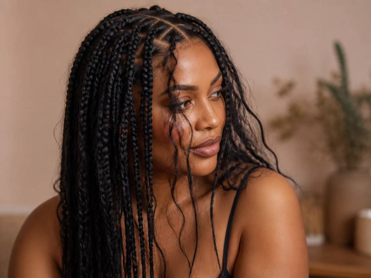 Matted loose pieces on a boho braid