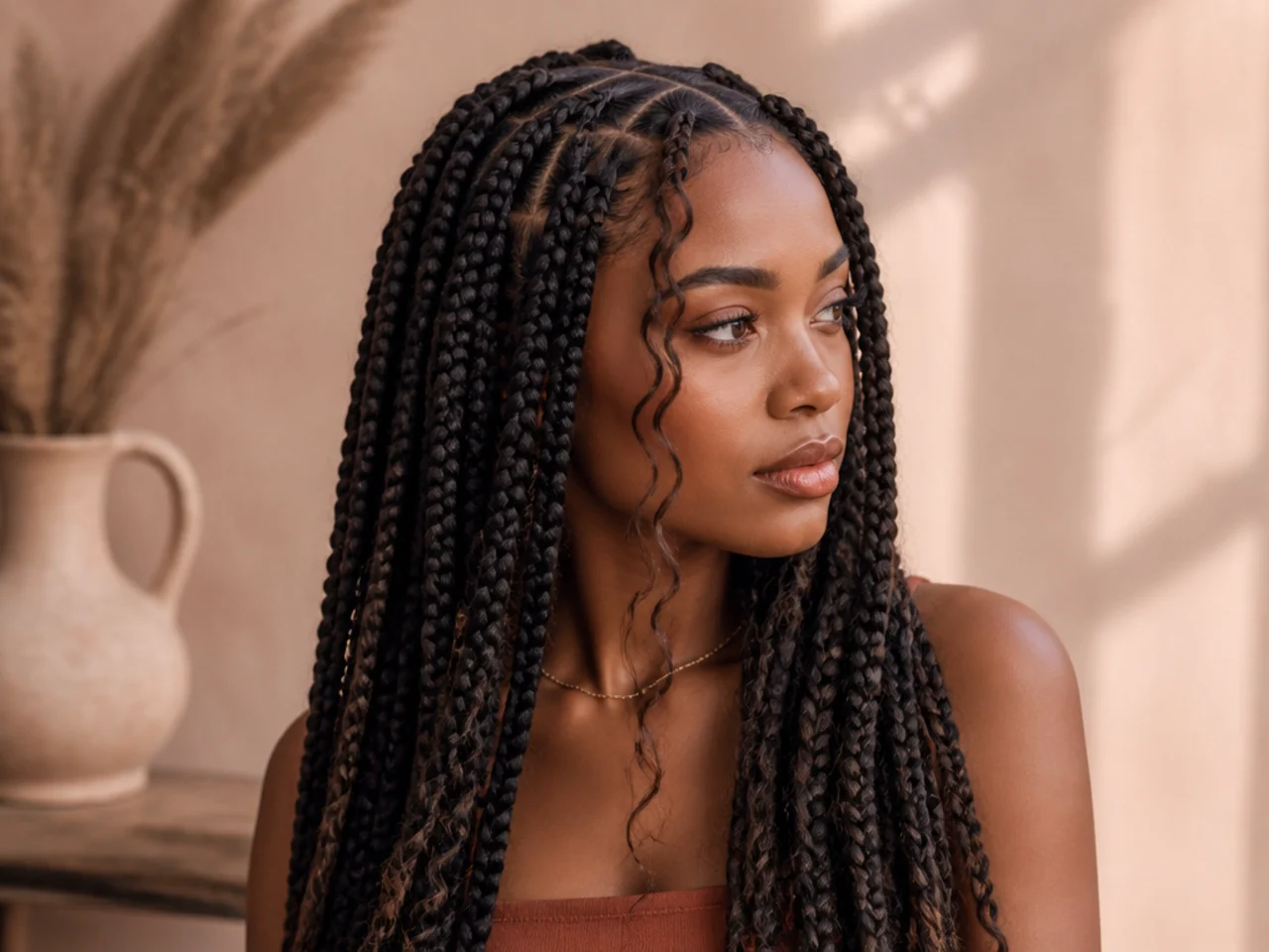 A loose curly piece hanging free beside a braid