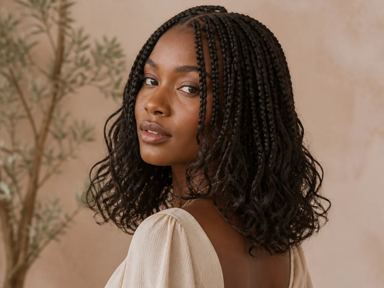 Shoulder-length boho medium braids