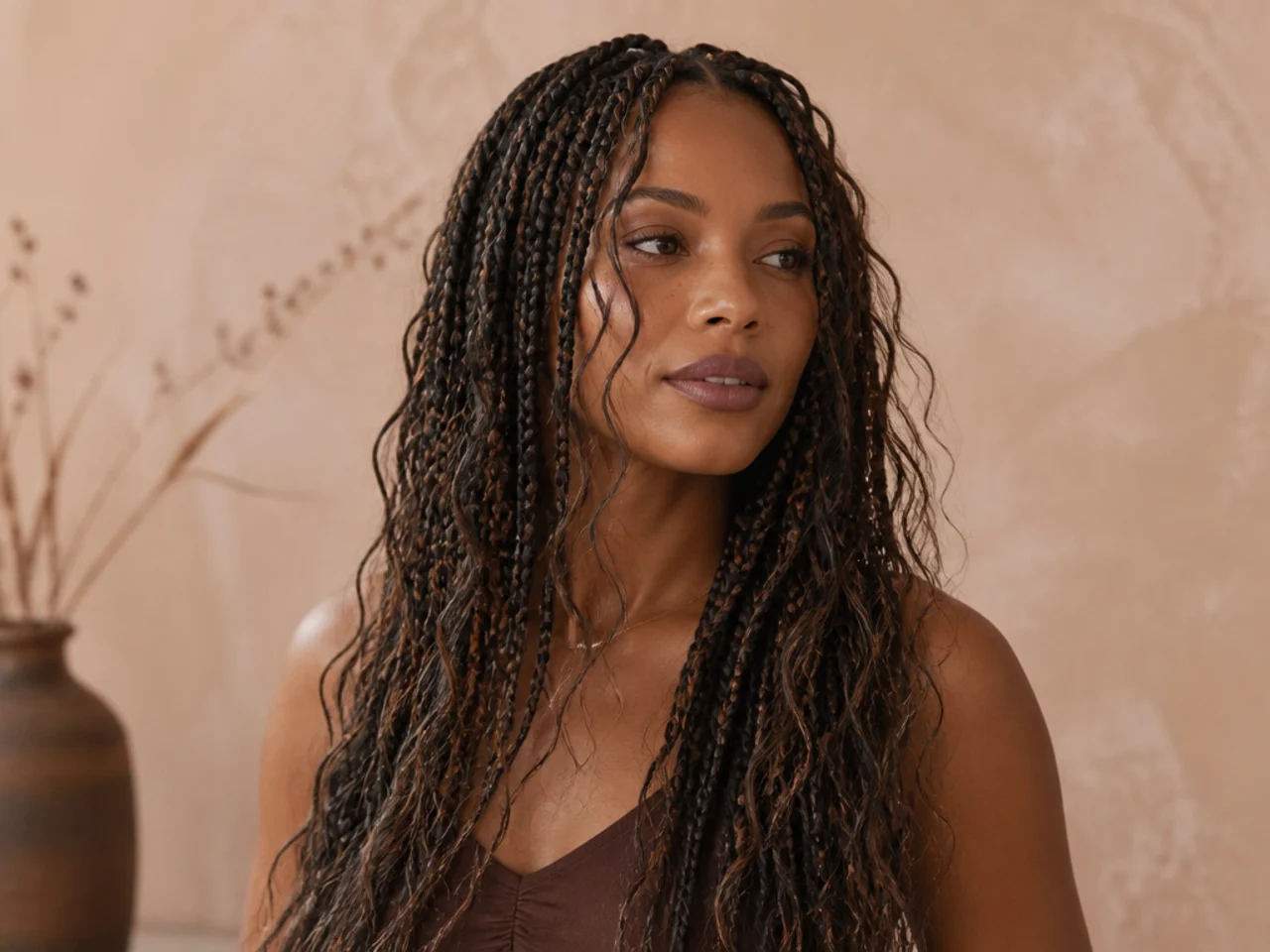 Boho medium braids at four weeks with dulled loose pieces