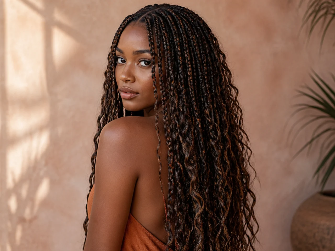 Full bohemian medium knotless braids
