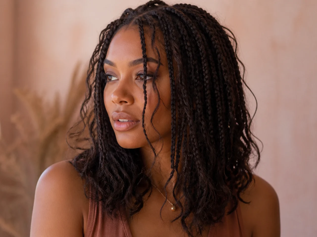 Boho braids with shorter loose pieces