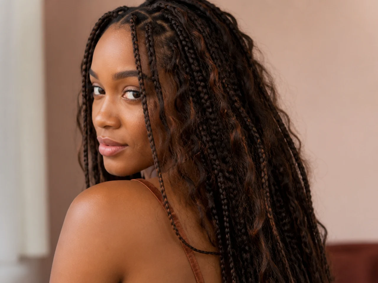 Matted loose pieces on boho braids