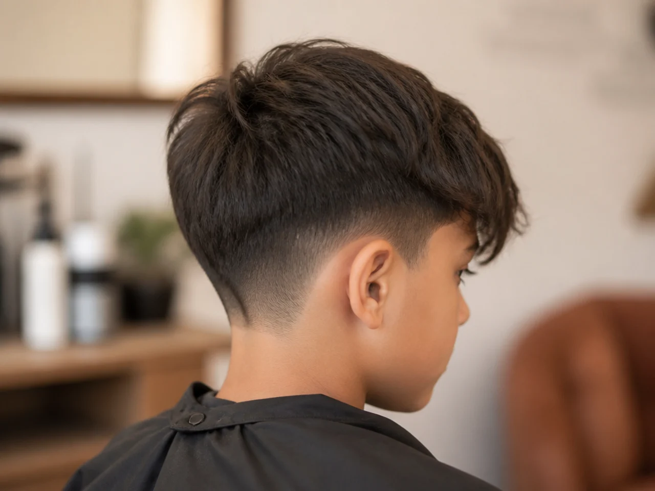 A young boy with a long fringe and softly cut sides