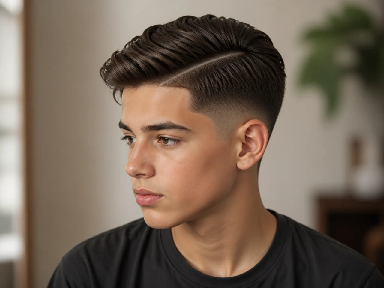 Hard Part Comb Over with Taper Fade