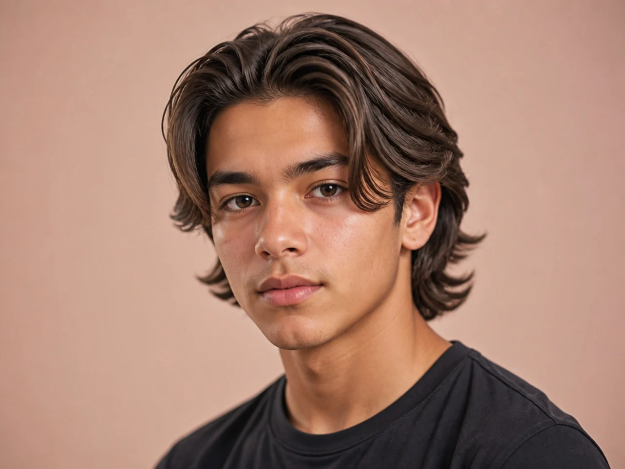 Long Slicked Back Flow with Curtains