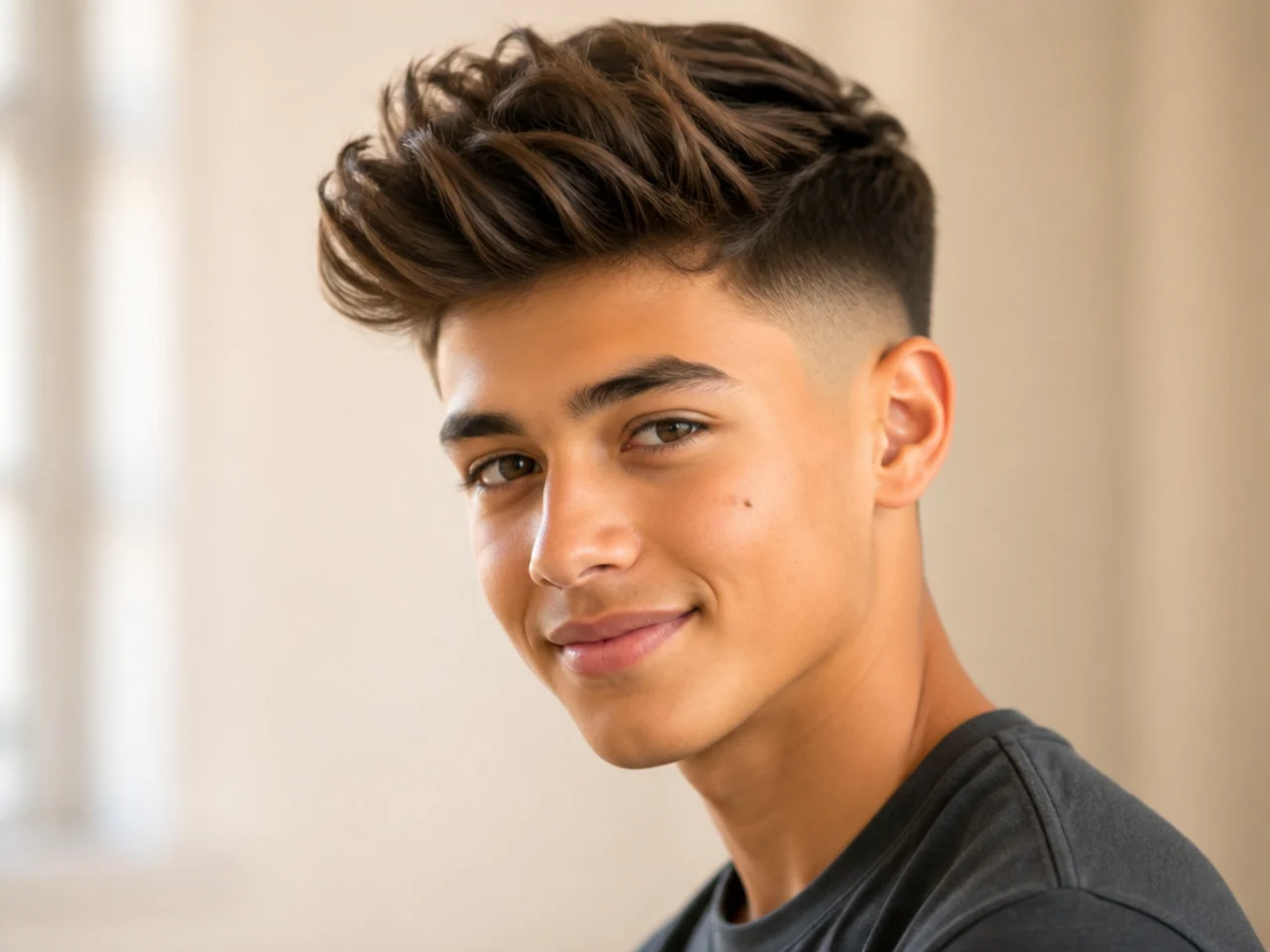 Modern Quiff with Mid-Low Skin Fade