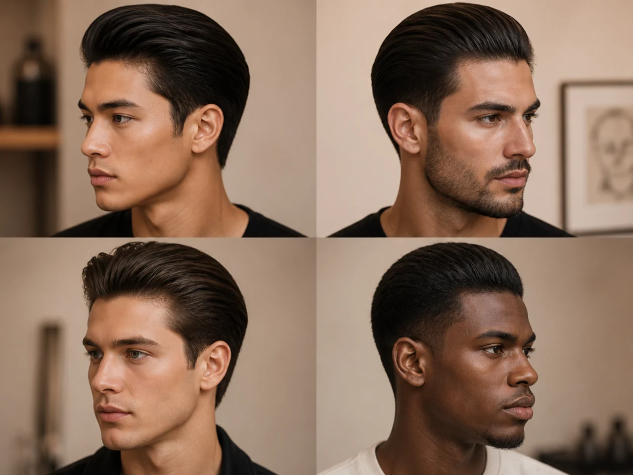 Young boy's modern matte slick back with visible texture and no shine