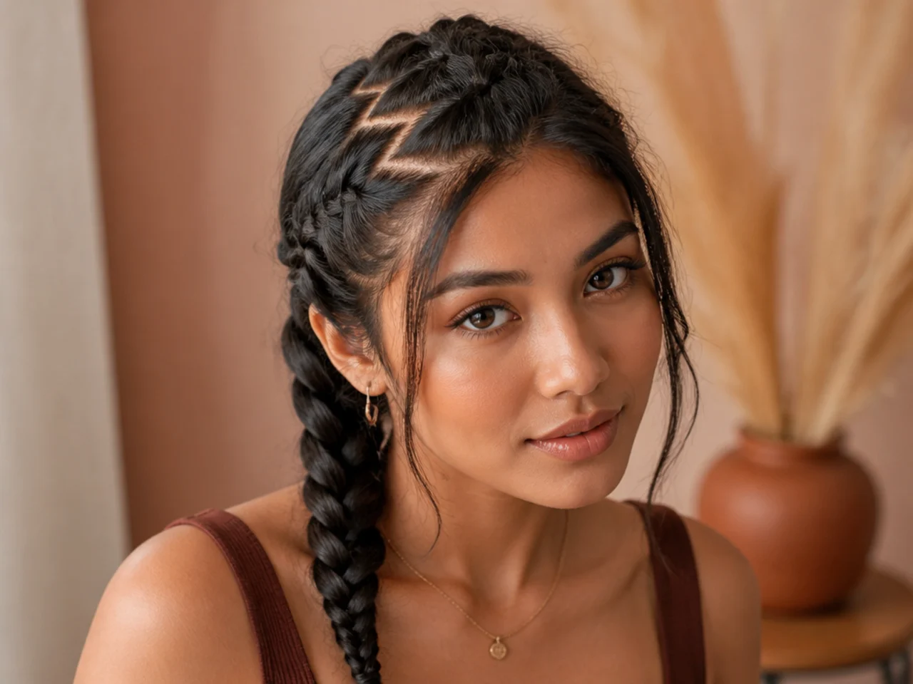 A braid started from a zigzag parting