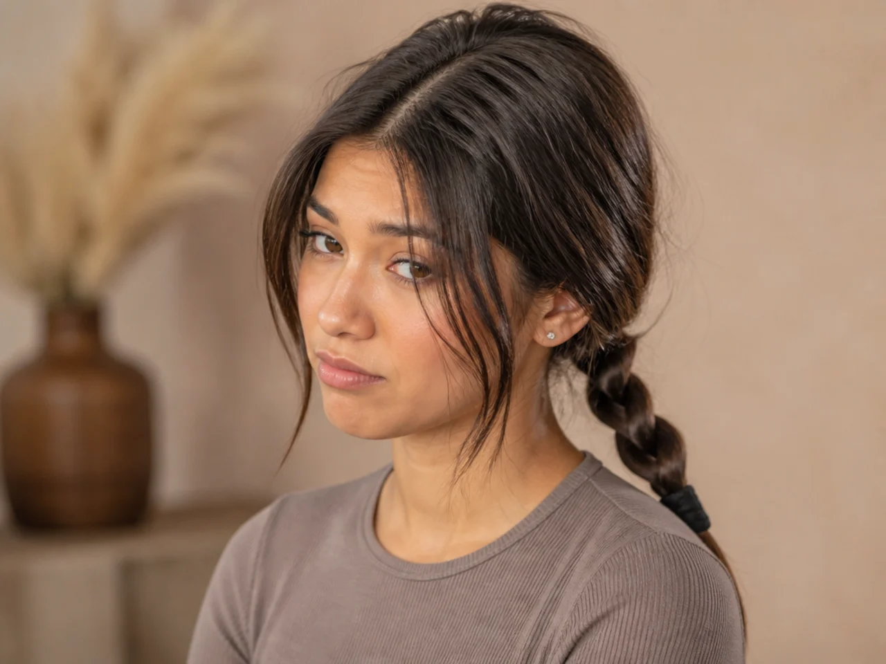 A braid started at the nape leaving the crown exposed