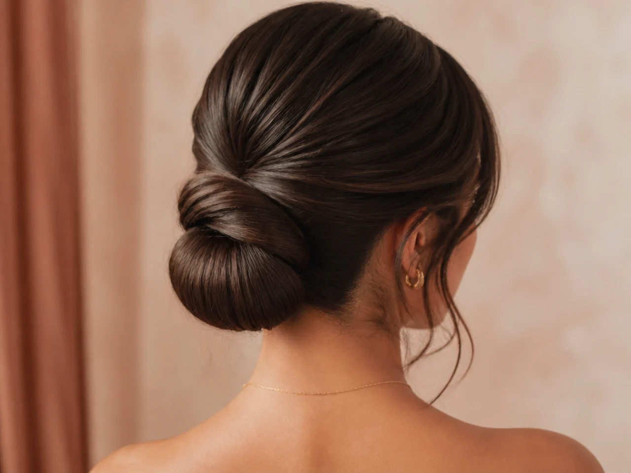 A double-folded bun on very long hair