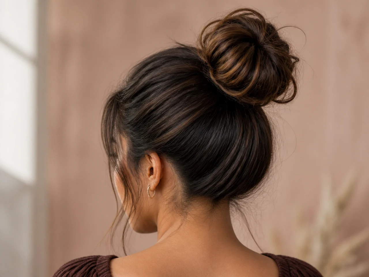 A heavy bun pulling away from the head