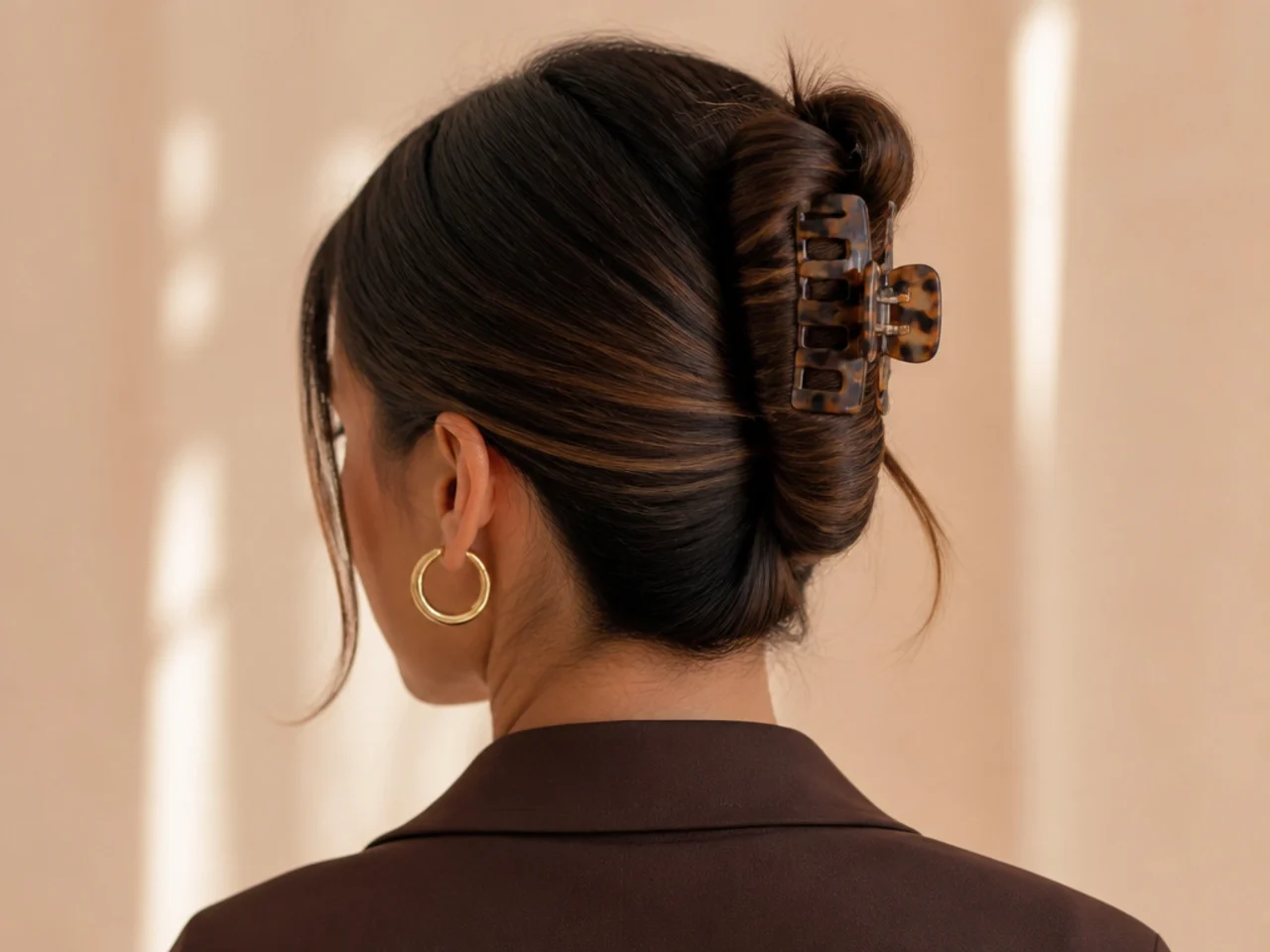 A claw clip twist on straight hair