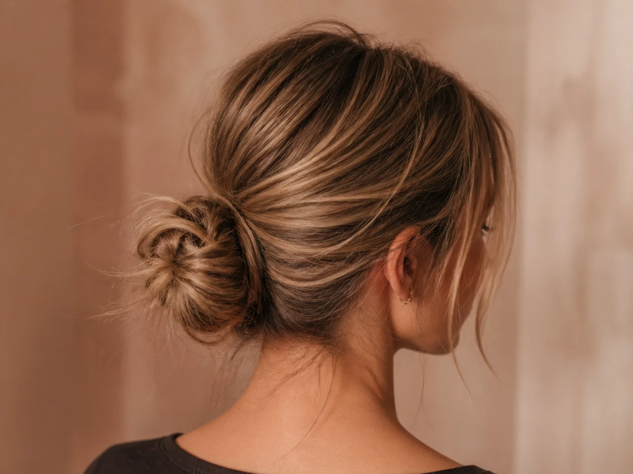 A bun on fine hair using texture spray