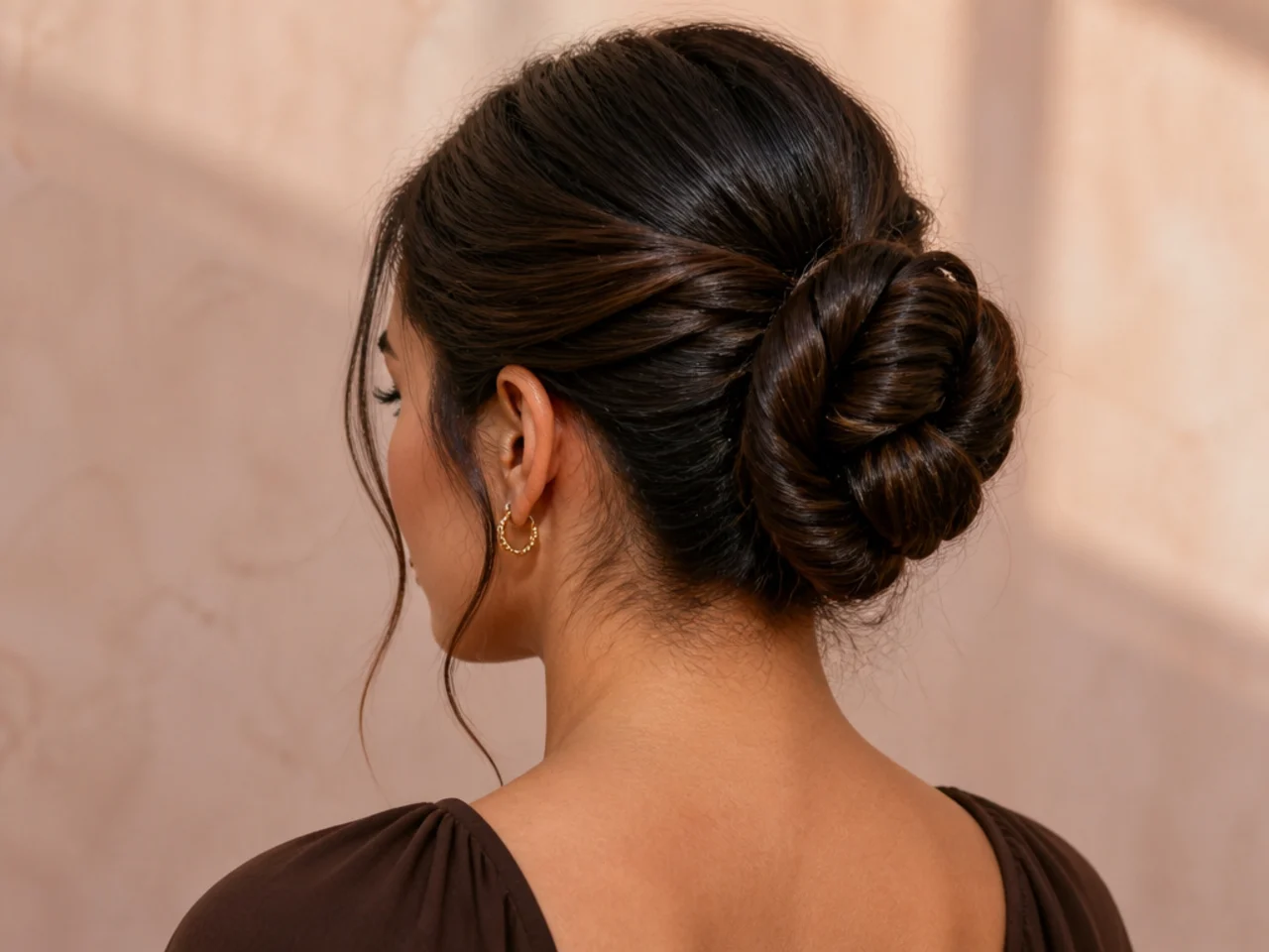 A twisted rope bun on thick hair