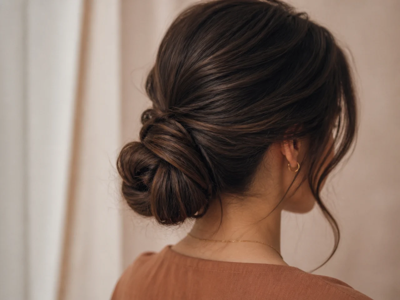 A bulky loose bun made from one thick rope