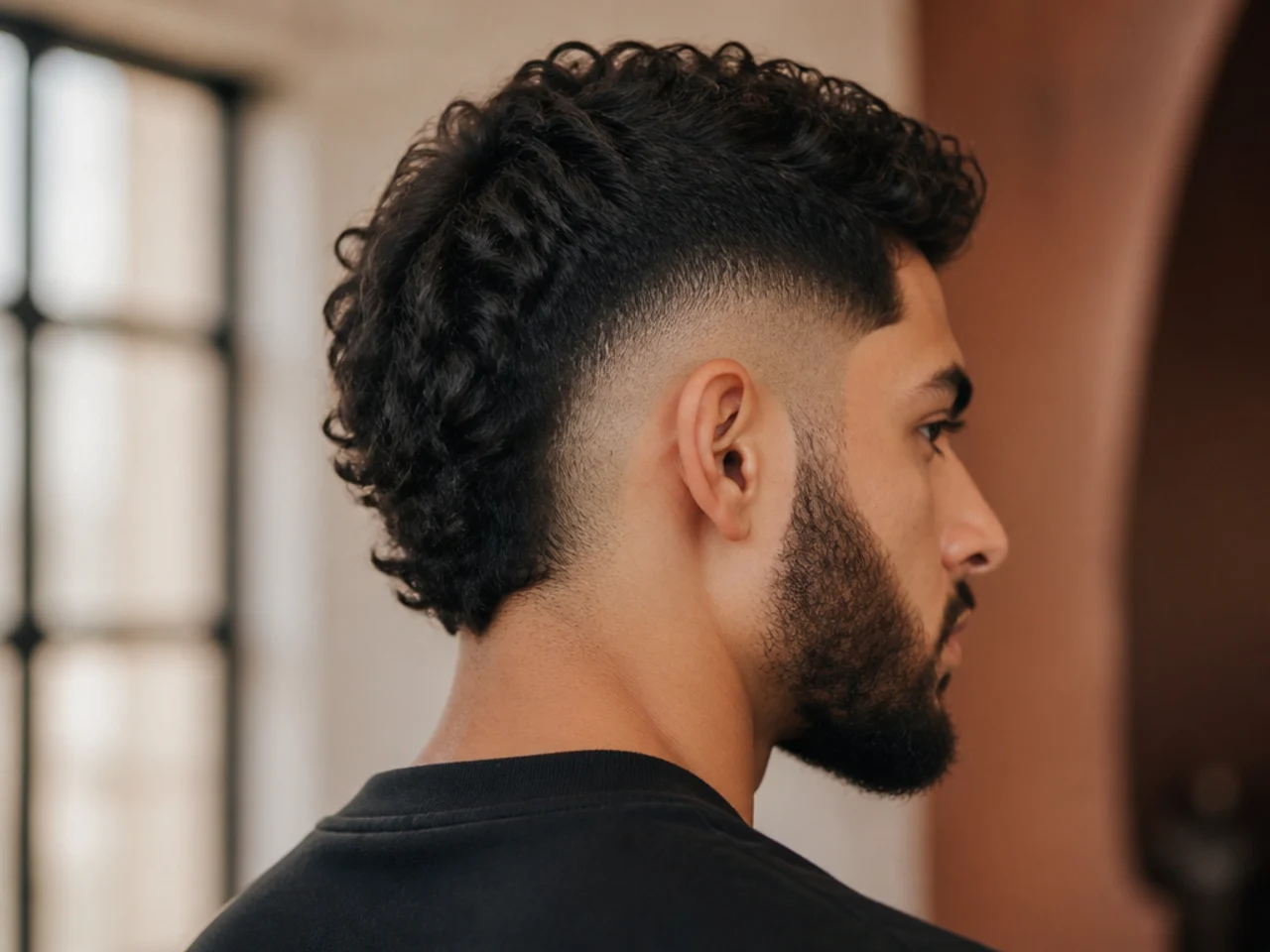 A burst fade through a patchy sideburn