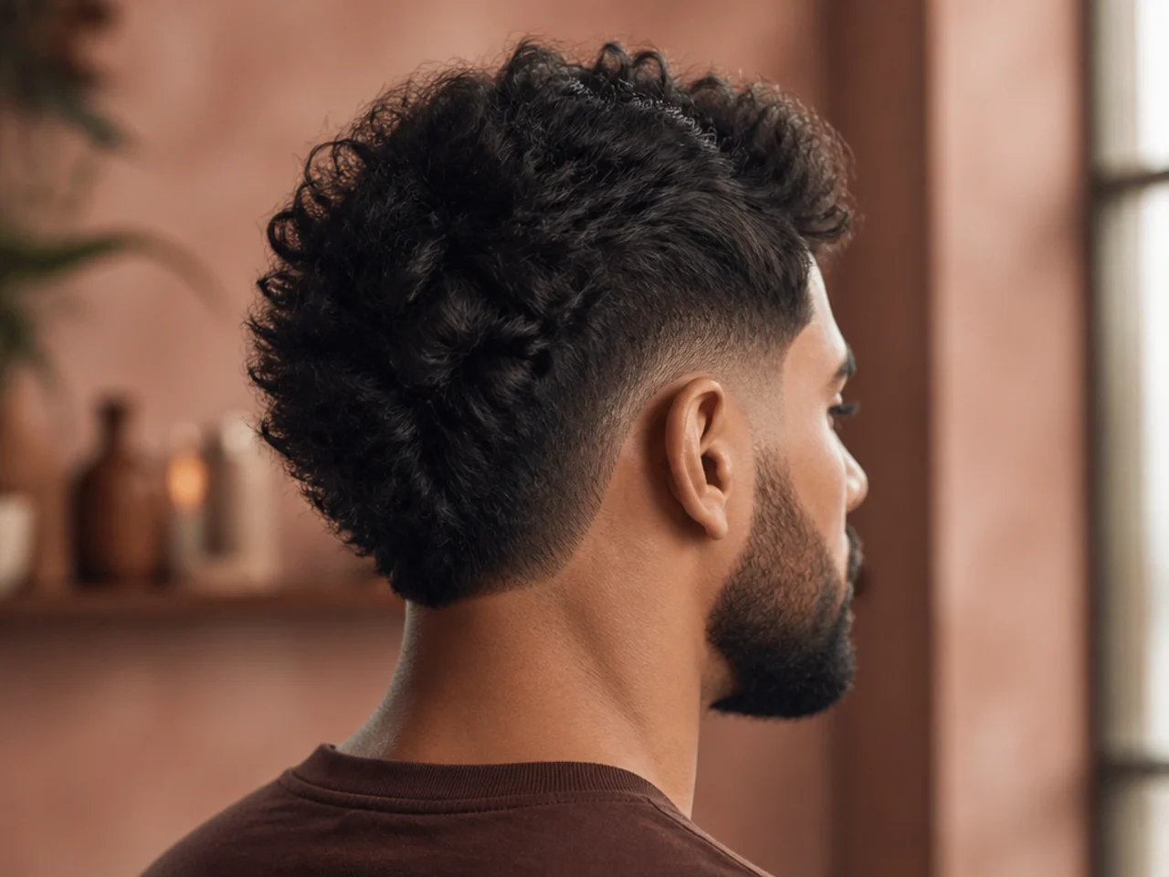 A burst fade and beard at week three