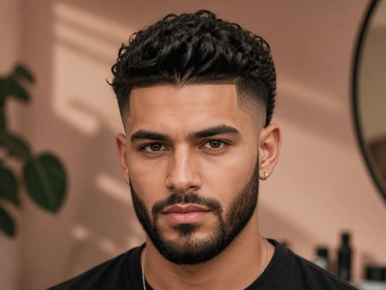 A burst fade with the arc stopped behind the sideburn