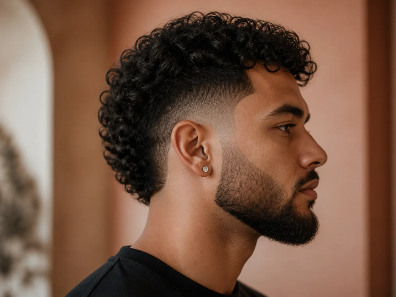 A burst fade with a beard faded to match