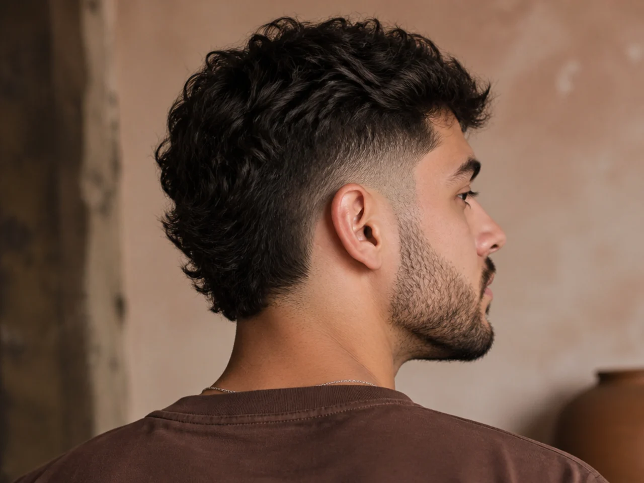 A burst fade with heavy stubble