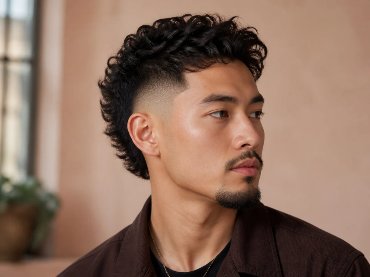 A burst fade with a goatee