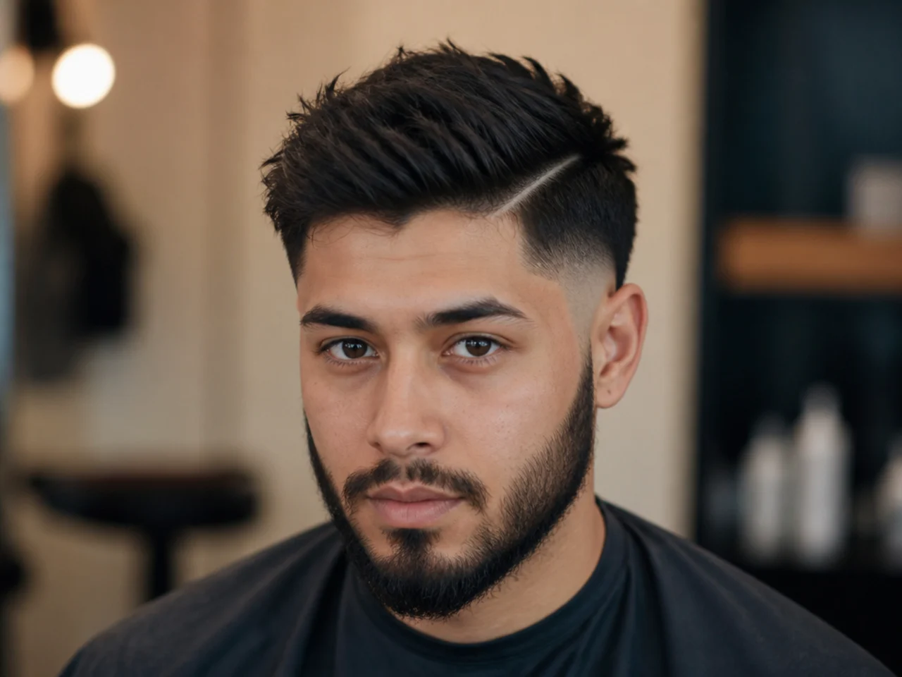A burst fade with the arc distorted by a trimmed sideburn