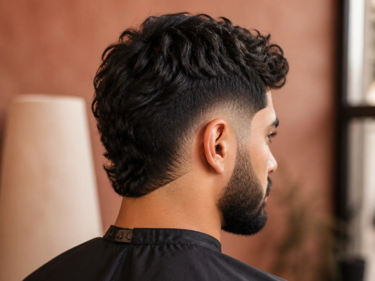 A burst fade with a beard