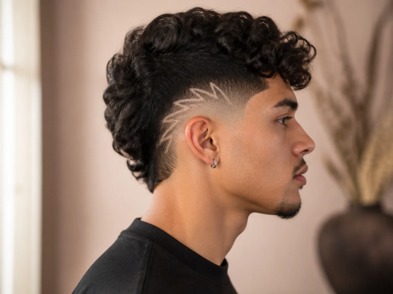 A burst fade with a design in the arc
