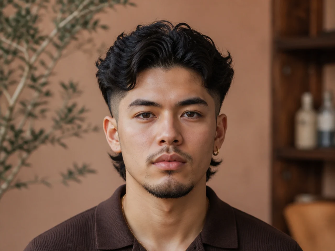 A burst fade with length resting on the collar